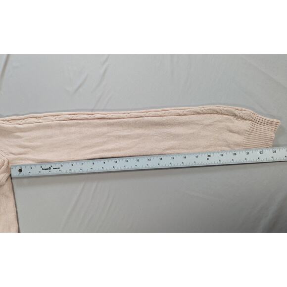 Nanette Lepore 100% Cashmere Sweater L Beige 2 Ply Cable Knit Pullover Women - Picture 7 of 11